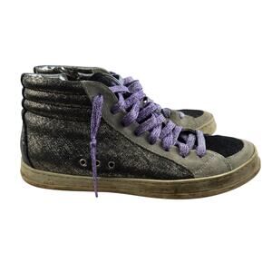 P448 High Top Skate Sneakers SZ 9.5 10 (40) Metallic Glitter Black Gray Purple